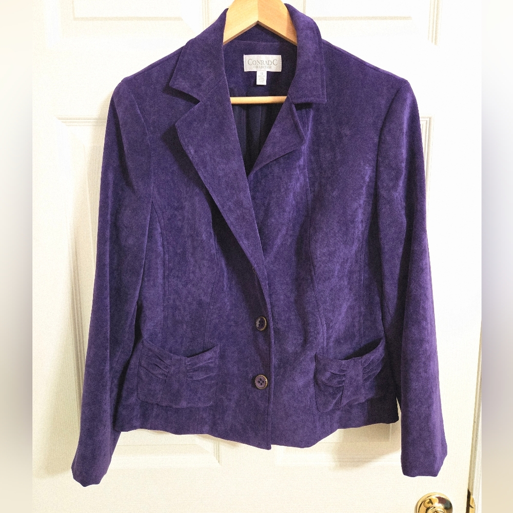 Conrad C Collection Women's Purple Jacket Button Front Size 12